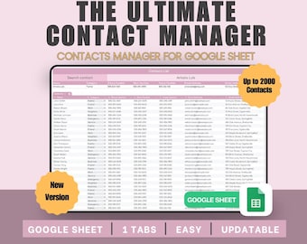 Contact List Manager Google sheet Contact Organizer Spreadsheet Phone Number List Address Tracker Template Emergency Contact Information