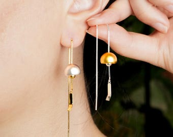 Windchime Pierced Earrings: Pure Sterling Silver with 24k Gold Plated, Hypoallergenic Earwire