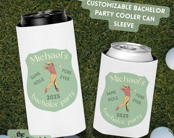 Custom Golf Bachelor Party Koozie: "Same Hole Fore-ever" Favor