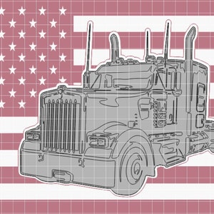 Layered Kenworth Semi Flag 3D laser dxf svg cut files