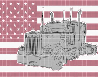 Layered Kenworth Semi Flag 3D laser dxf svg cut files