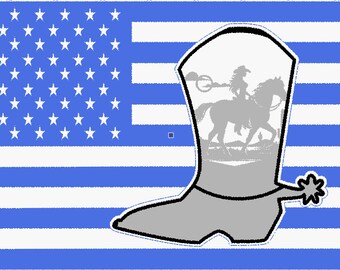 Multi layer Cowgirl Boot Flag 3D laser dxf svg cut files