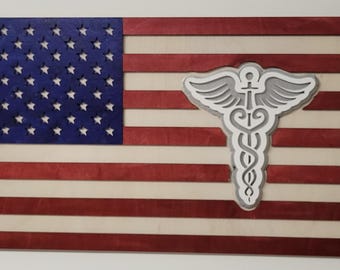 3D Medical Doctor American Flag digital laser cut file