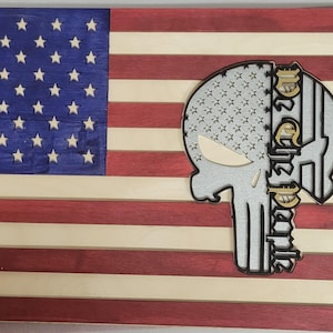 Punisher Skull Digital Flag multi layer laser cut files svg, dxf
