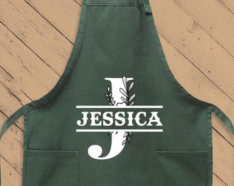 Custom Initial Apron For Women, Personalized Name Apron, Fathers Day Gift, Gift For Her, Gift For Mom, Aprons For Women, Cute Kitchen Apron
