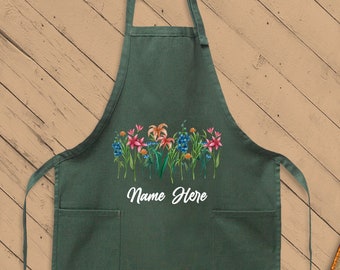Custom Floral Apron, Personalized Gardening Gift