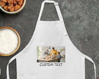 Customized Photo Apron, Custom Text Apron, Personalized Apron, Family Photo Apron, Cute Apron for Her, Gift for Mom, Birthday Present