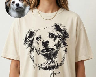Custom Handrawing Sketch Art Shirt: Comfort Colors® Pet Portrait Tee