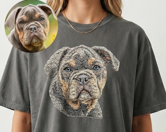 Custom Crochet Looking Dog Shirt: Comfort Colors® Tee, Faux Yarn