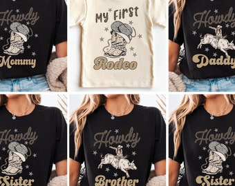 My First Rodeo Birthday Shirt, Western Family Matching Tee