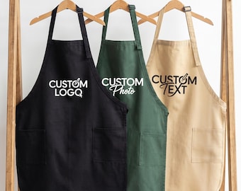 Custom Logo Apron, Personalized Text Apron, Baking Men and Women Aprons, Custom Name Gift For Chef