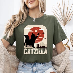 Catzilla T-Shirt, Cat Mom Shirt, Cat Lover Long Sleeve, Funny Cat Shirt, Vintage Catzilla Shirt, Crazy Cat Lady Clothing, Cat Mom Apparel
