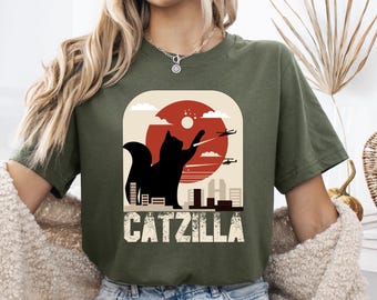 Catzilla T-Shirt: Funny Cat Mom Apparel, Vintage Style