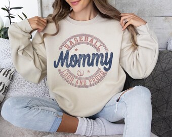 Baseball Mom Sweatshirt, Loud & Proud Baseball Mom Tee, Sports Mom Gift, Custom Baseball T-Shirt, Perfect for Game Days, Mama Sweatshirt