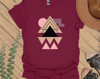 Abstract T-Shirt, Minimalist Shirt, Artsy Tee, Geometric Top, Modern Art, Artistic Gift, Landscape T-Shirt, Aesthetic Clothing, 90s Clothes