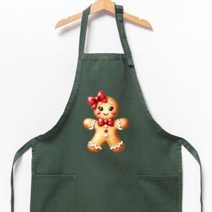 Christmas Gingerbread Apron, Christmas Cookie Apron, Gingerbread Bow Woman Gift, Winter Holiday Apron, Funny Christmas Apron