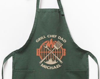 Personalized Grill Master Dad Apron, Custom BBQ Gift