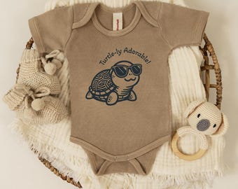 Cute Turtle Baby Bodysuit, Funny Animal Pun Outfit
