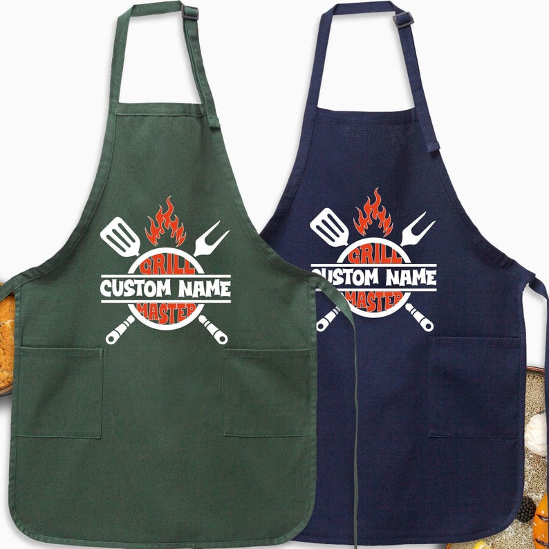 Custom Grill Master Apron, Personalized Dad Gift image 2