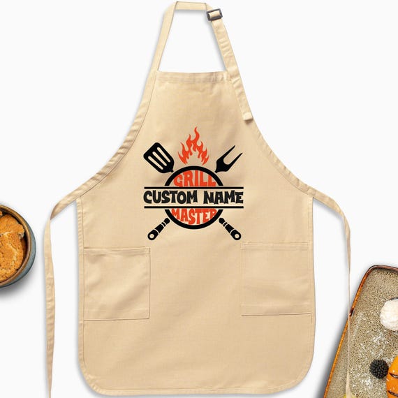 Custom Grill Master Apron, Personalized Dad Gift