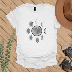Moon T-Shirt , Moon Phase Shirt Celestial Full Moon T-Shirt, Unique Moon Graphic Tee, Boho Clothing Gift for Her, Galaxy Outer Space T-shirt