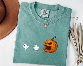 Comfort Colors Halloween Shirt: Pumpkin Ghost Graphic Tee