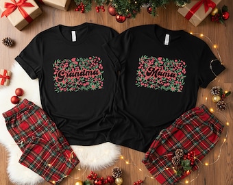Custom Family Christmas Shirts: Personalized Floral Xmas T-Shirt