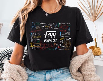 Square Root Of 144 12th Birthday T-shirt, 12 Year Old Boys Girls Sweatshirt, Math Birthday Hoodie, Twelfth Years Party, Math Present