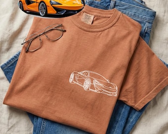 Custom Car Portrait Comfort Colors Shirt, Outline From Photo, Father's Day Gift