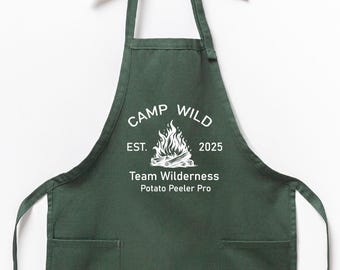Custom Camp Crew Apron, Personalized Kitchen Apron, Summer Cooking Gift