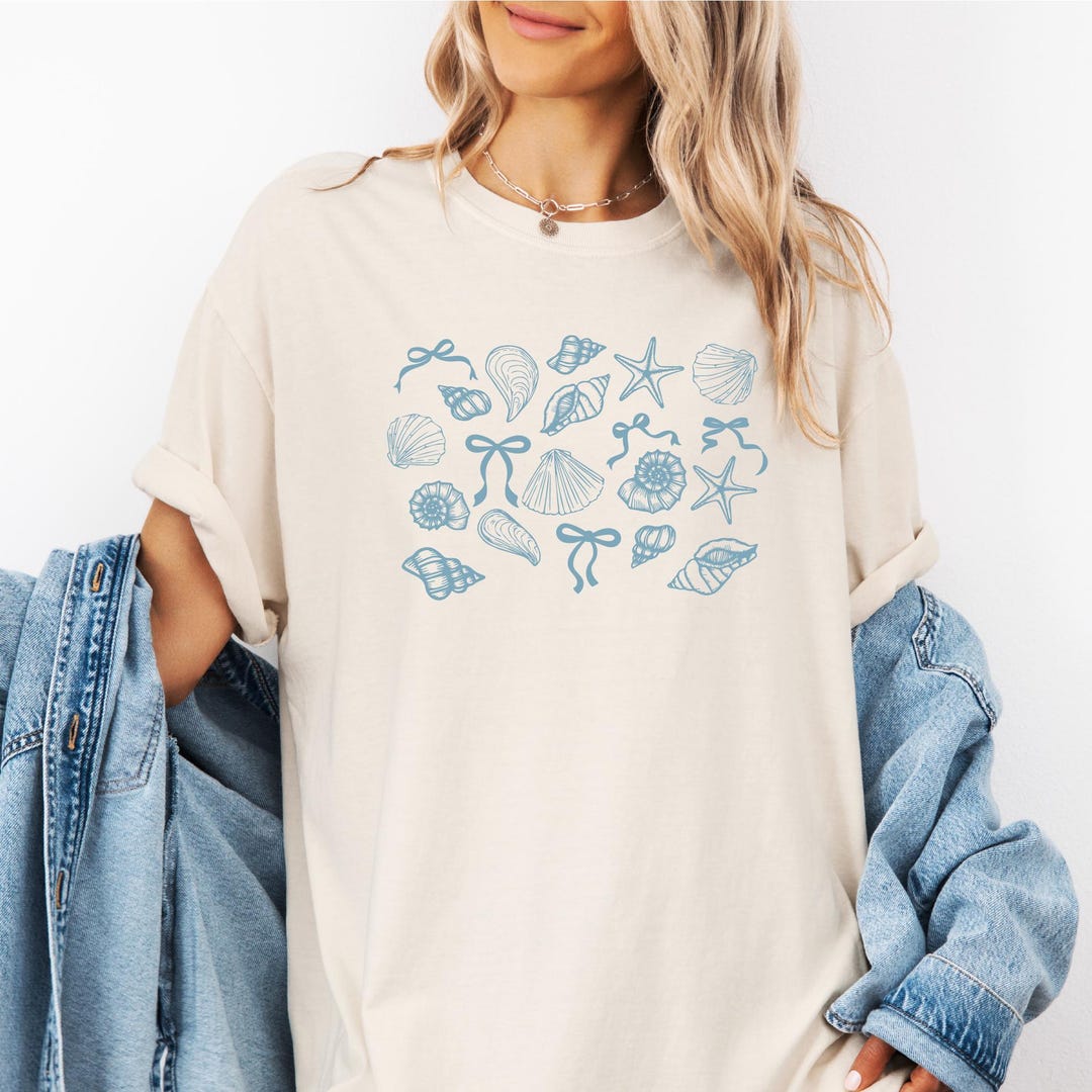 Shell Style Shirt Coastal Seashell Shirt, Vintage Aesthetic Beach Tee, Ocean Lover ...