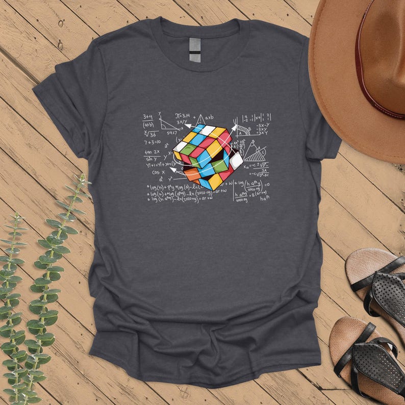 Colorful Cube T-Shirt, Cube Game Math Tee, Rubiks Solve Lover Shirt, Mat Cube Shirt Gift, Rubik Solution Formula Shirt image 6