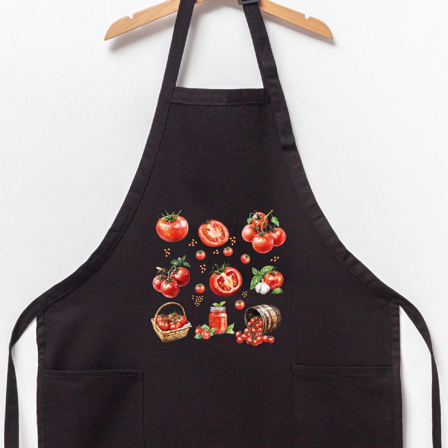Funny Tomatoes Apron, Organic Tomato Chef Apron, BBQ Gift for Dad, Vegan Cooking Gift, Mom's Day Gift, Culinary Foodie Gift
