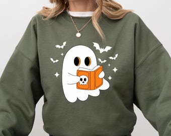 Bookish Ghost Sweatshirt, Cute Halloween Reading Sweater, Books Lover Ghost Gift, Funny Fall Sweatshirt, Reading Book Halloween Hoodie