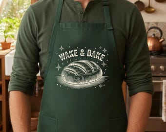 Sourdough Wake and Bake Apron, Kitchen Unisex Apron, Funny Bread Clothing, Sourdough Starter