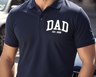 Custom Dad Polo Shirt, Father's Day Gift, Personalized New Dad Est Shirt, Grandpa Pregnancy Announcement Shirt, New Grandpa Gift