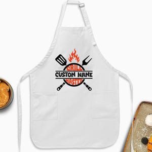 Custom Grill Master Apron, Personalized Dad Gift image 3