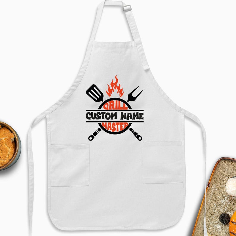 Custom Grill Master Apron, Personalized Dad Gift image 3