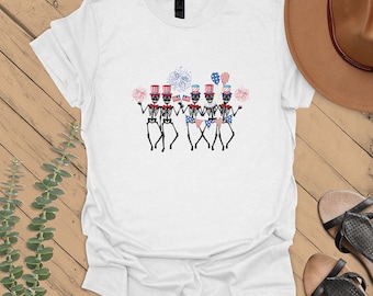 4th of July Skellies T-Shirt, 4th of July Shirt, Dancing Skeleton, American Flag Shirt,4th of July, Stars and Stripes Shirt, Red White Blue