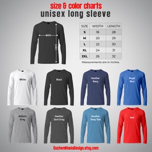 men's long sleeve t - shirt sizes chart