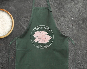 Custom Logo Apron, Personalized Apron with Pockets, Custom Text Apron, Baking Gift, Men and Women Aprons, Custom Name Apron, Gift For Chef