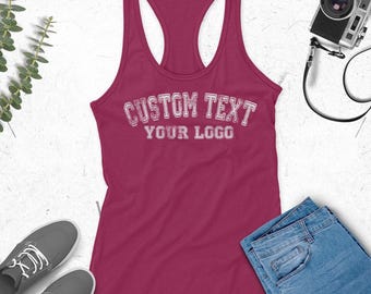 Custom Text Tank Top, Personalized Logo Tank Top, Custom Design Tank, Custom Work Tank, Custom Bachelorette Tank Top,  Team Logo Tank Top