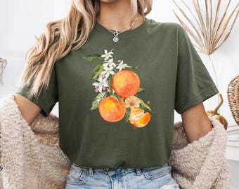 Vintage Orange Art Graphic Fruit Shirt, Pastel Drawing Oranges Tee, Foodie Graphic Shirt, Aesthetic Fruit Shirt, Retro Fruit Design