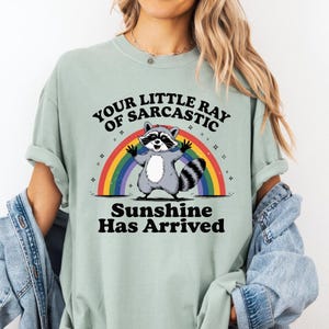 Your Little Ray of Sarcastic Sunshine Comfort Colors Shirt, Funny Raccoon Shirt, Sarcastic Tee, Funny Meme Shirt, Trendy Sarcastic Sweater
