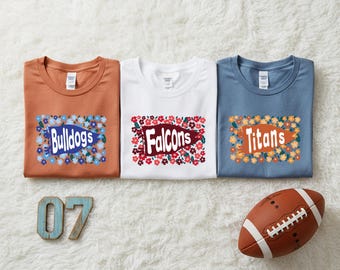 Custom Floral School Spirit Mascot Shirts, Comfort Colors Matching T-Shirt