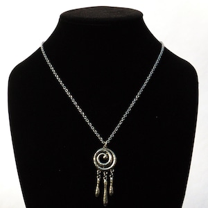 Spiral pendant necklace on stainless steel chain