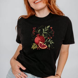 Cottagecore Pomegranate Shirt: Vintage Botanical Fruit Graphic Tee