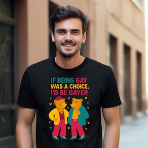 Funny Gay Bear T-Shirt: Embroidered Style LGBTQ Pride Tee