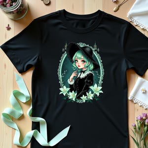 Gothic Lolita Lime Cream T-Shirt, Anime Girl Art, Cute Japanese Fashion, Kawaii Gothic Tee, Manga Illustration Shirt, Gothic Clothing