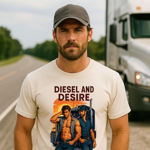 Gay Roadside Muscle Shirt, Fetish Diesel Tee for Him, Rough Daddy Trucker T-Shirt, Diesel and Desire